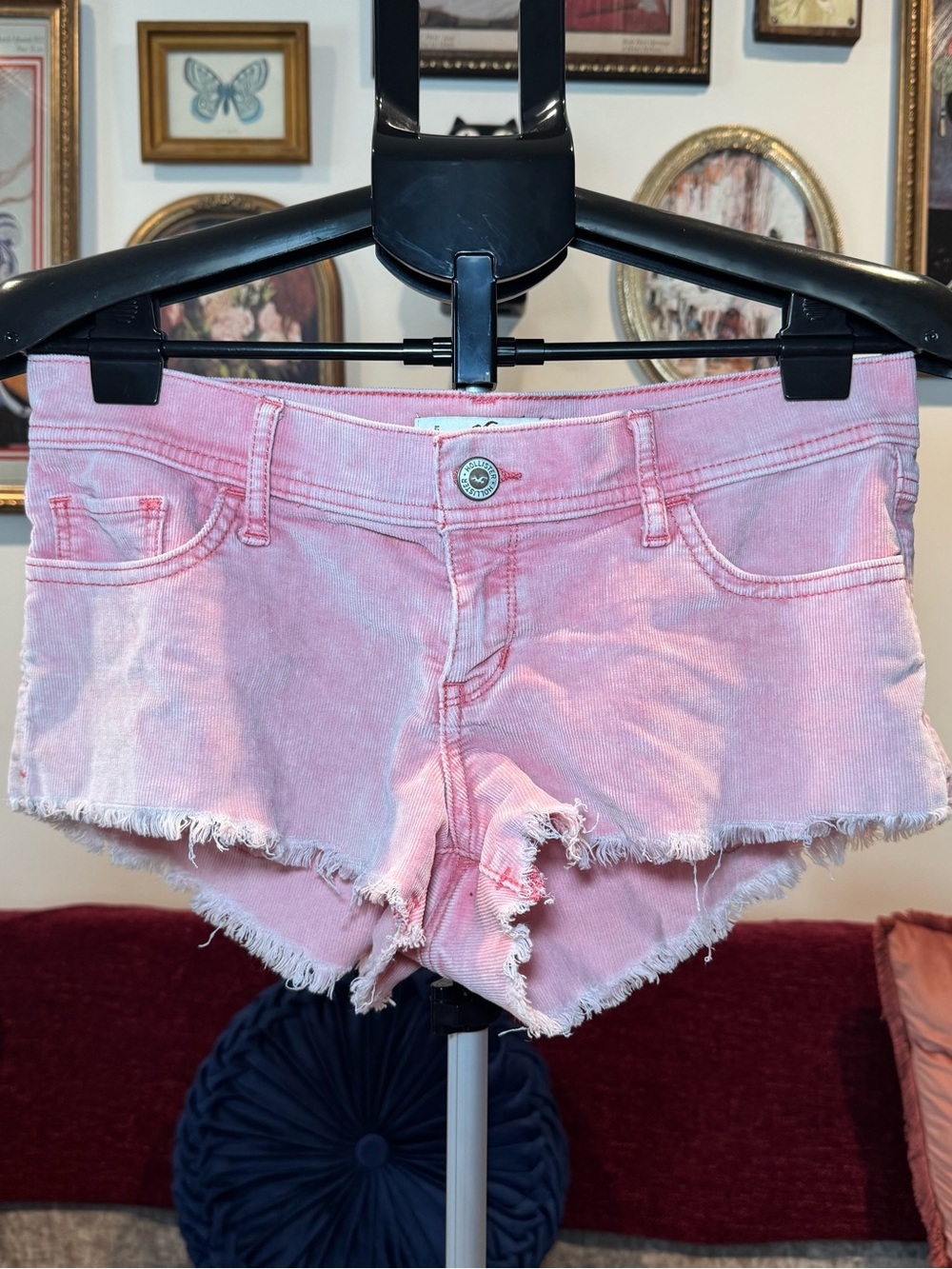 Hollister Pink Corduroy Frayed Denim Cutoff Shorts